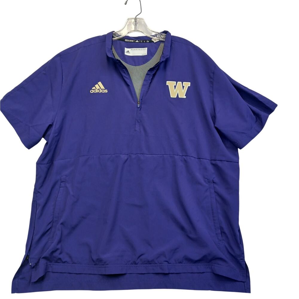 Adidas Washington Huskies XL Purple 1/2 Zip Short Sleeve Pullover Jacket